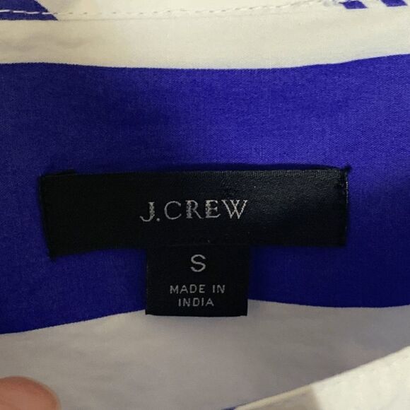 Re-imagined X J.Crew Women's Blue/White Stripes Quarter Button Long Sleeve Top S - Picture 7 of 8